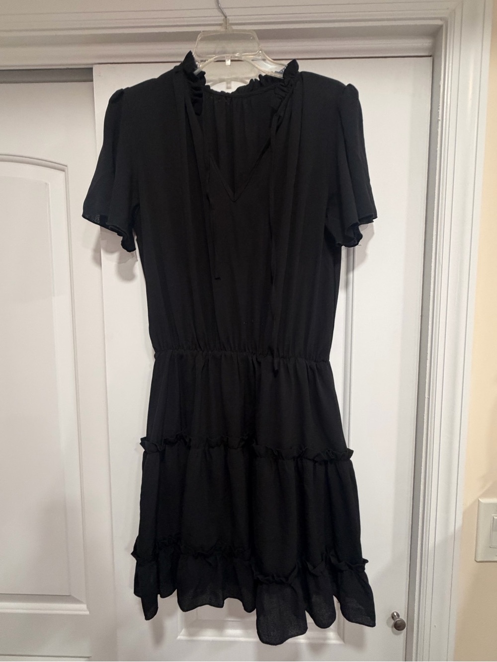 Black Tiered Short-Sleeve Dress